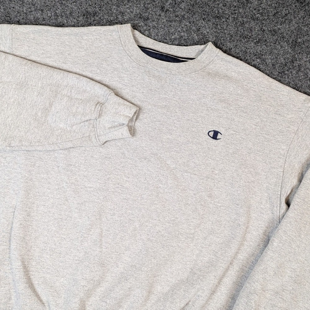 Vintage Champion Crewneck Sweatshirt XL Heather Gray Embroidered Logo Cotton
